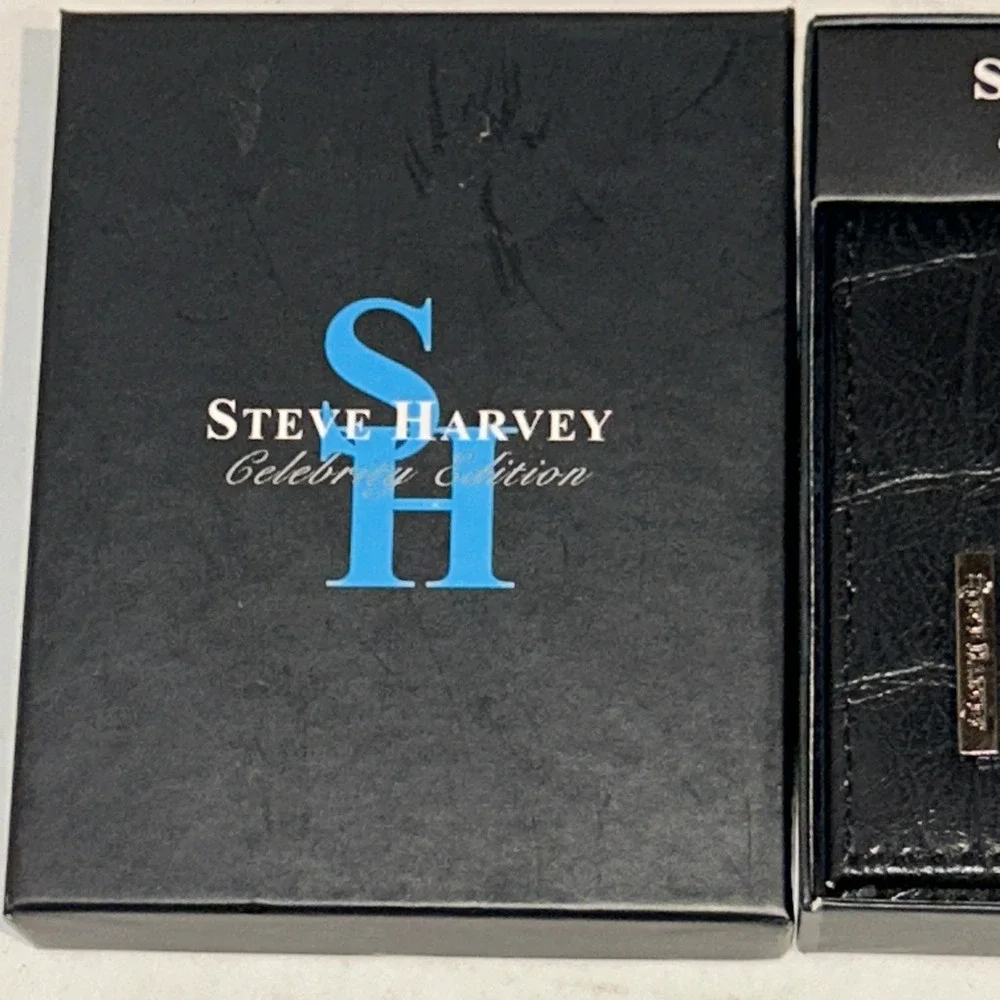 Steve Harvey Celebrity Edition Black Leather Wallet NEW In Original Box C1
